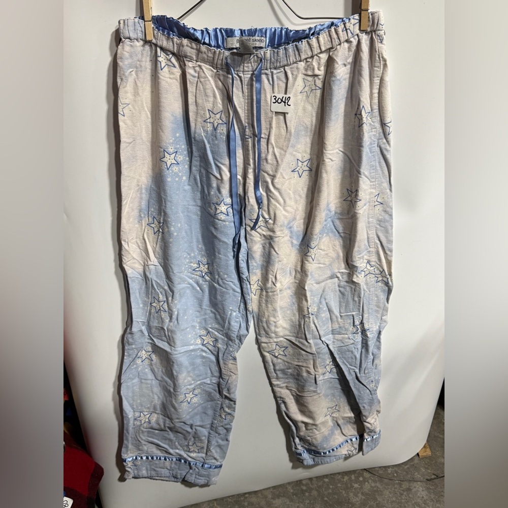 #3042-Women's Starry Sky Pajama Pants - Blue and Cream